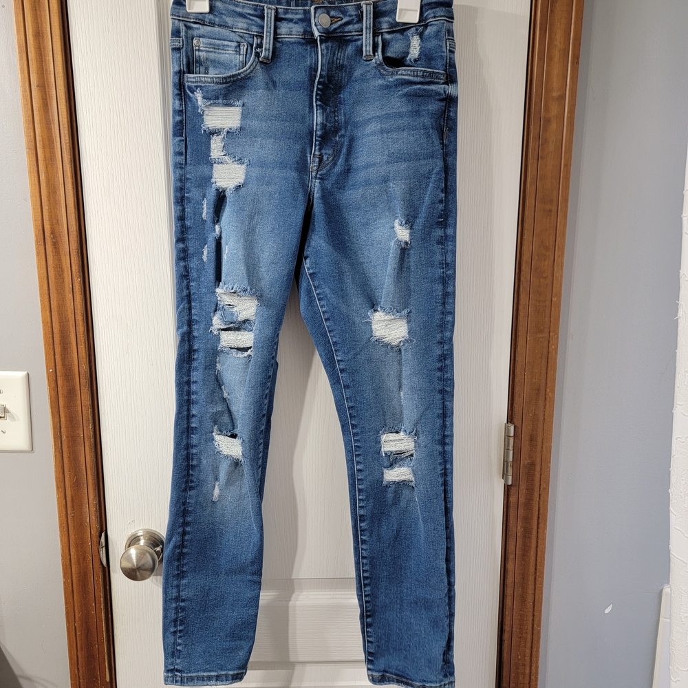 H&M Blue Distressed Ankle Jeans